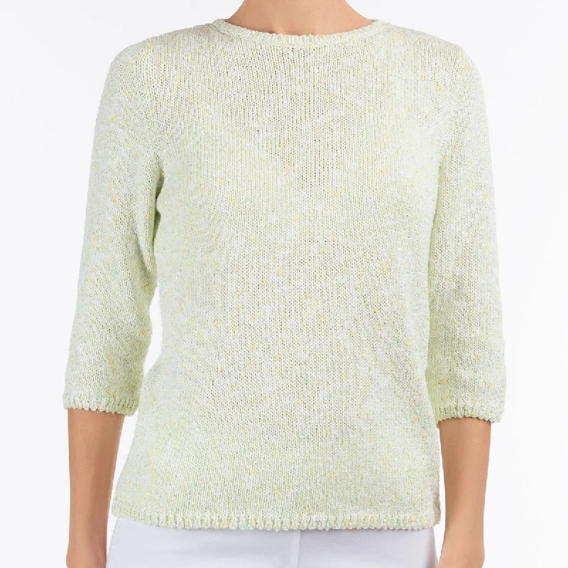 Timeless Women's Outfit Sequin & Slubs Pullover in Citron