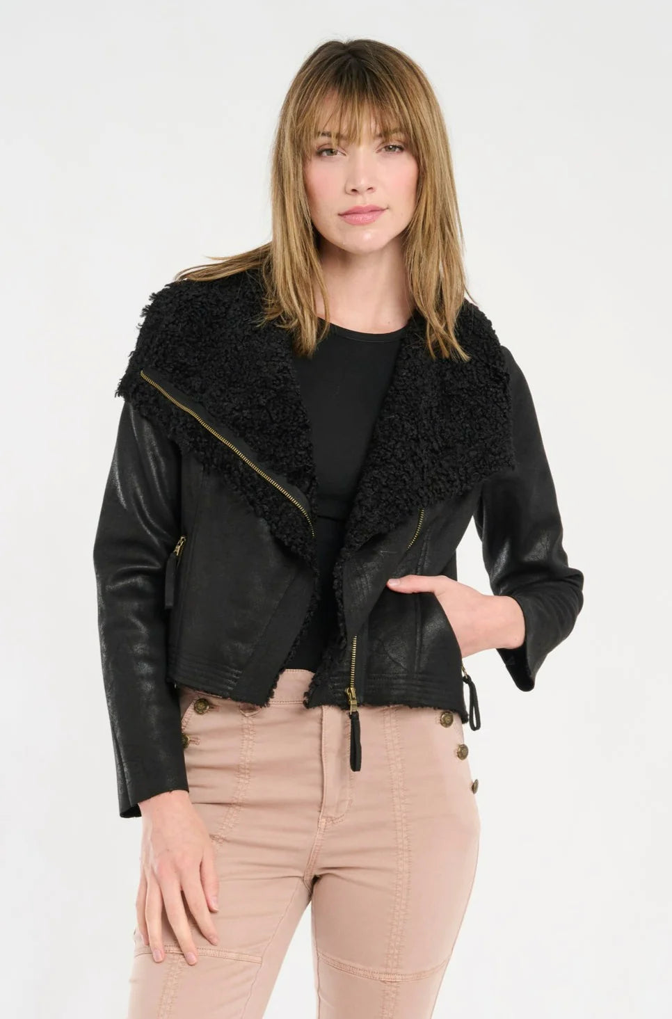 Women's High-Fashion Attire Wylder Shearling Jacket - Black