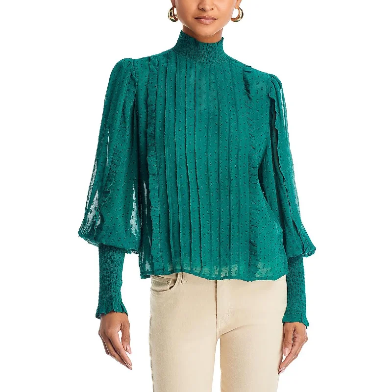 Women's Night-Out Outfit Womens Ruffled Pleated Pullover Top