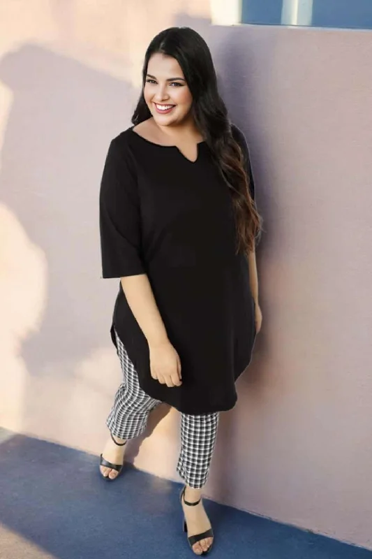 Current Trends Plus Size Black Longline Tunic