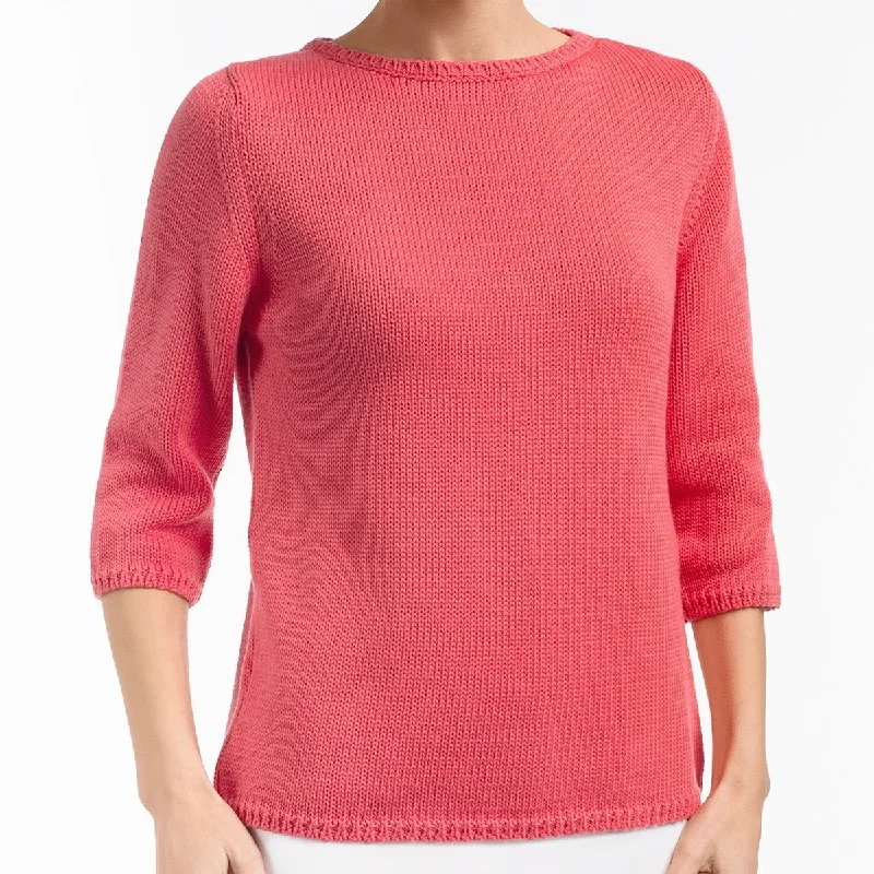 Women's Relaxed Outfit 3/4 Sleeve Pullover in Sea Coral