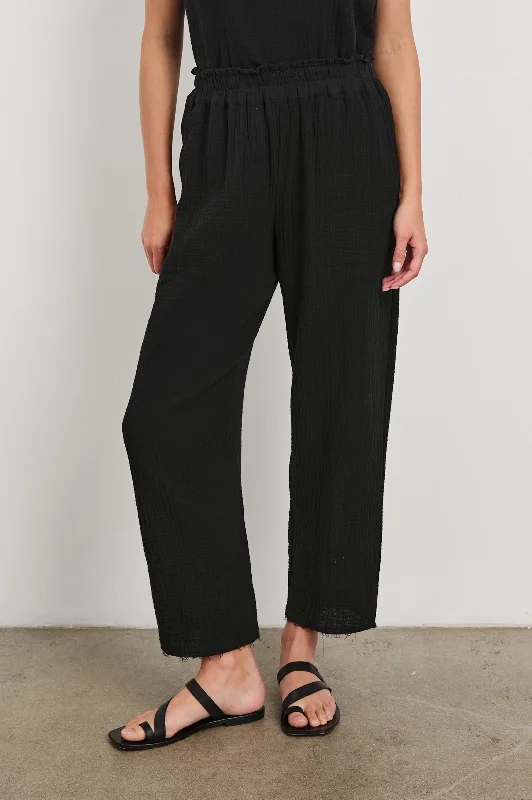 Women's Outfit LEON CROP PANT - BLACK GAUZE