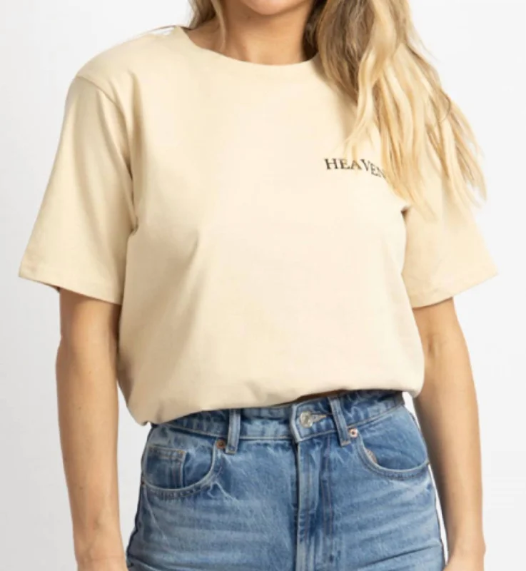 Women's Comfy Attire For Lounging Heavenly Graphic Tshirt In Tan