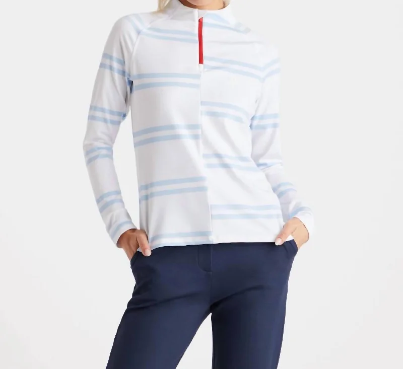 Casual and Comfortable Outfits Offset Stripe Tech Jersey Quarter Zip Pullover In Snow