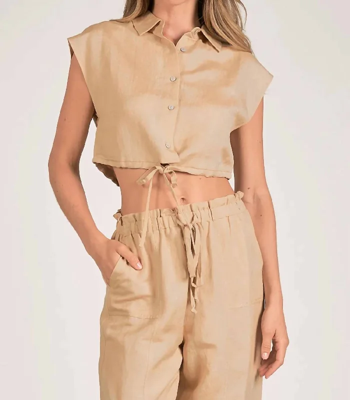 Plus-Size Women's Garments Jamie Crop Top In Taupe