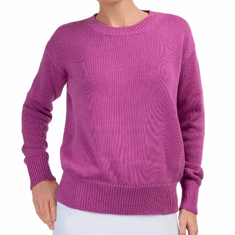 Women's Professional Attire Oversized Round Neck Pullover in Black Raspberry