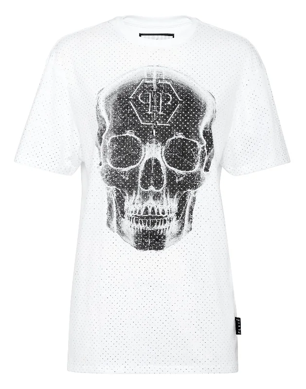 Women's Functional Outfit For Outdoor Activities T-Shirt Man Fit Skull strass