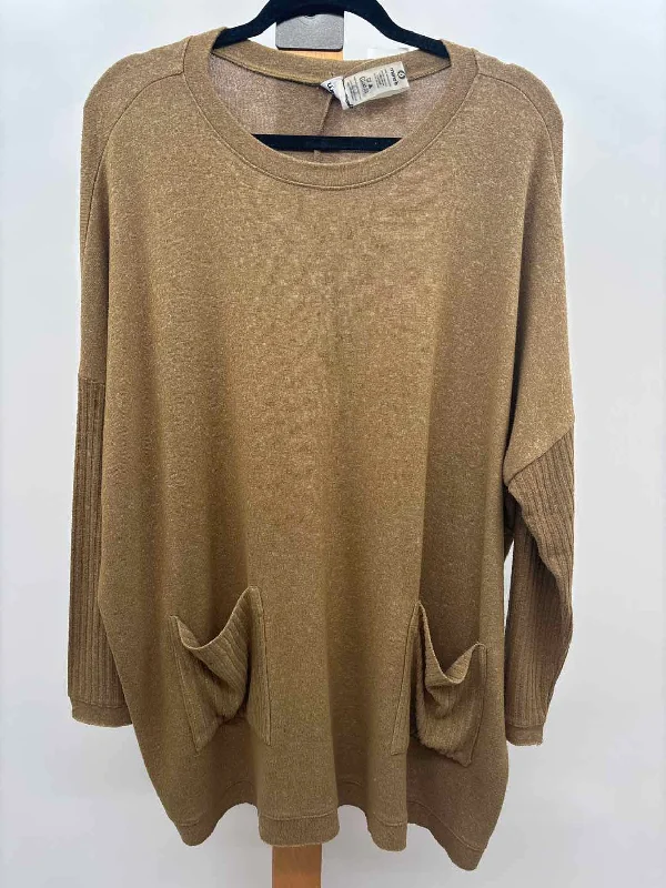 Trendy Boutiques Online Mono b Women's Size M Brown Solid Tunic