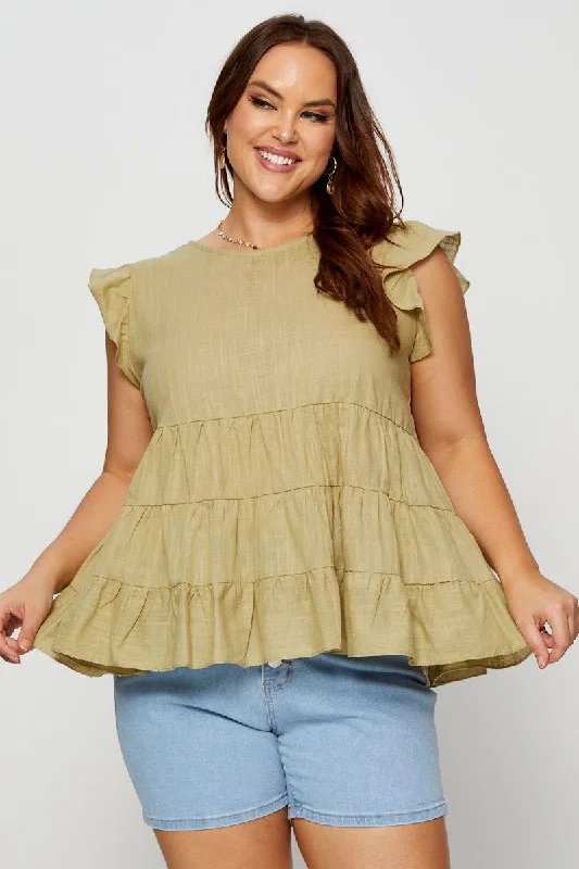 Clothing Store Green Smock Top Short Sleeve