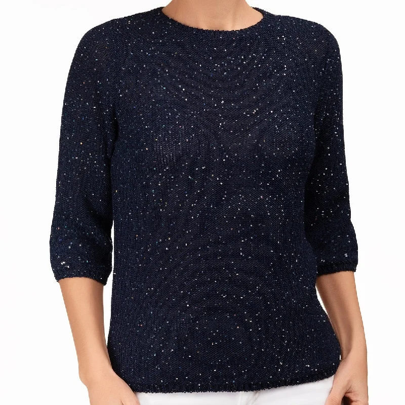 Women's Trendy Outfit Pailletami Pullover in Navy