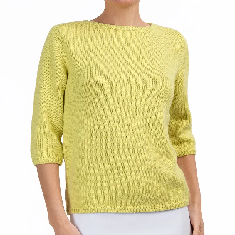 Women's Formal Event Attire 3/4 Sleeve Pullover in Chartreuse