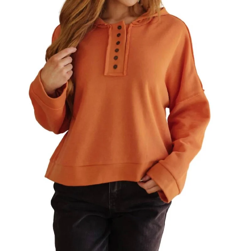 Relaxed Fashion Throwback Heartthrob Hoodie In Orange