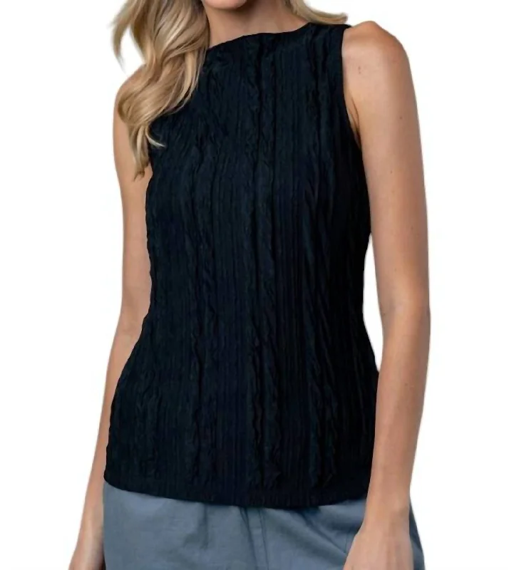 Elegant Styles Sleeveless Solid Knit Top In Black