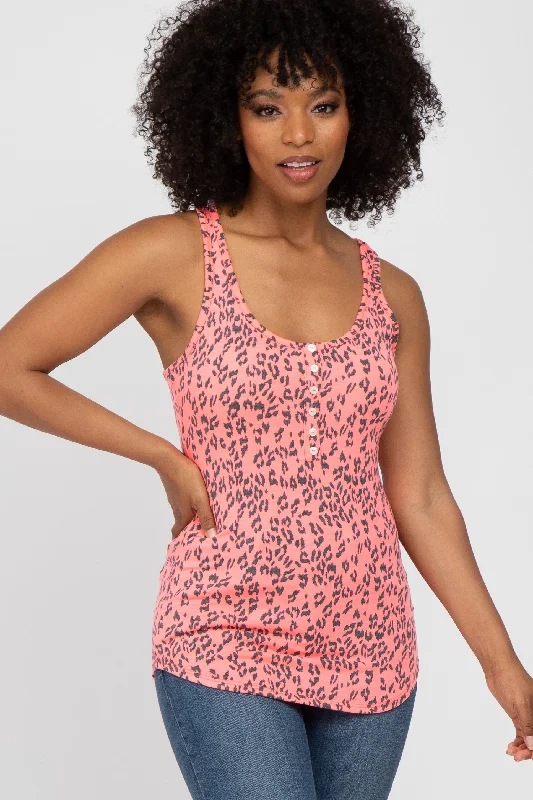 Online Clothing Boutiques Fuchsia Animal Print Racerback Tank Top