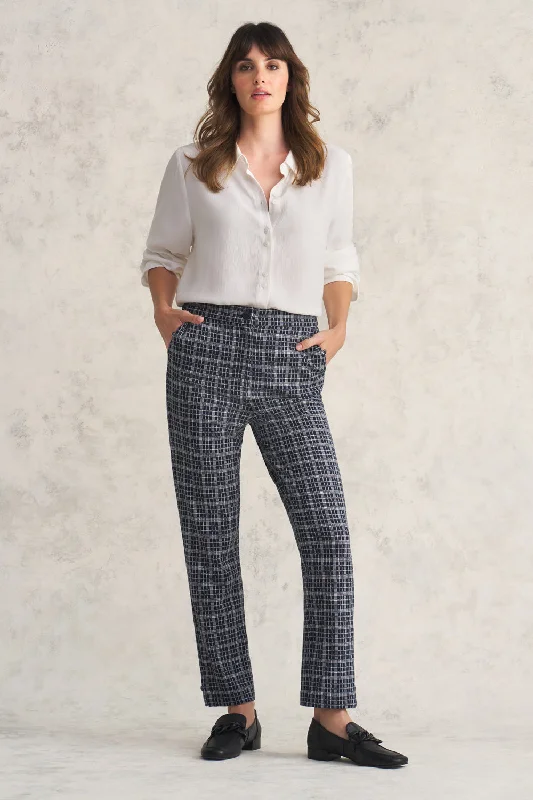 Vibrant Femme Fashion Ponte Check Pant - Ink Check