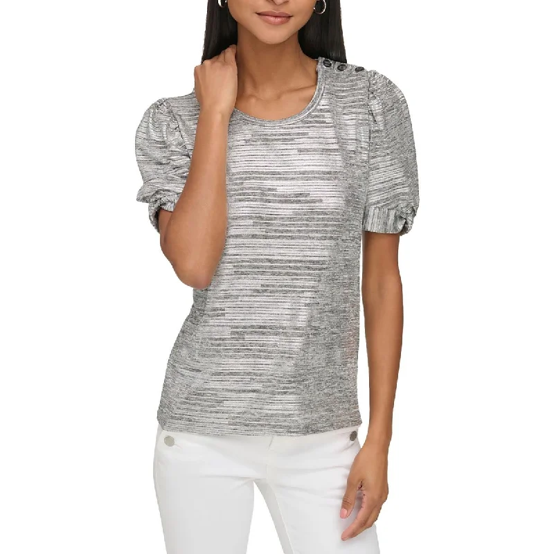 Women's Outdoor Attire Womens Shimmer Metallic Pullover Top