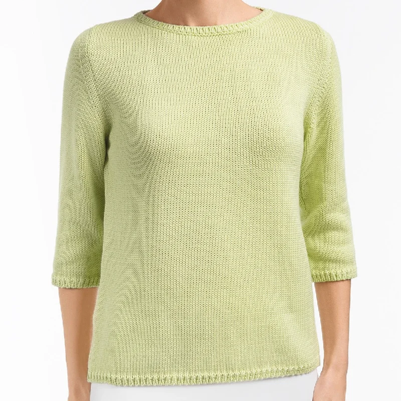 Fashionable Women's Outfit 3/4 Sleeve Pullover in Key Lime