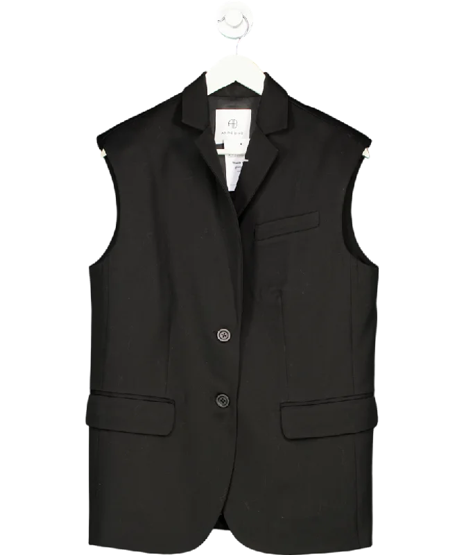 Trend Alert Anine Bing Black Tay Wool Vest UK XS