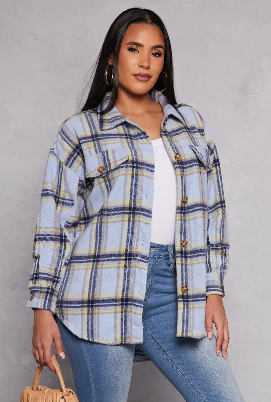 Women's Elegant Apparel Spoon Jeans Plaid Tunic Shirt