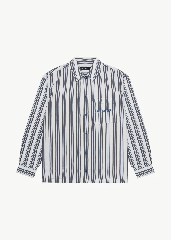 Clothing Sales AFENDS Mens Lined Up - Long Sleeve Shirt - White Stripe