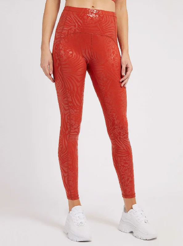 Evening Elegance Red Deborah Active Leggings