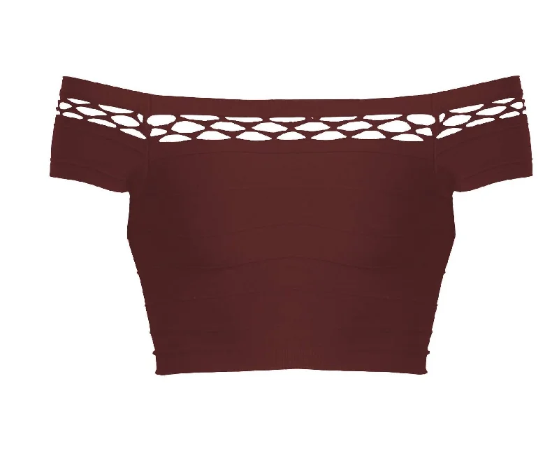 Women's Vintage Attire Women The El Cut Out Crop Top In Burgundy