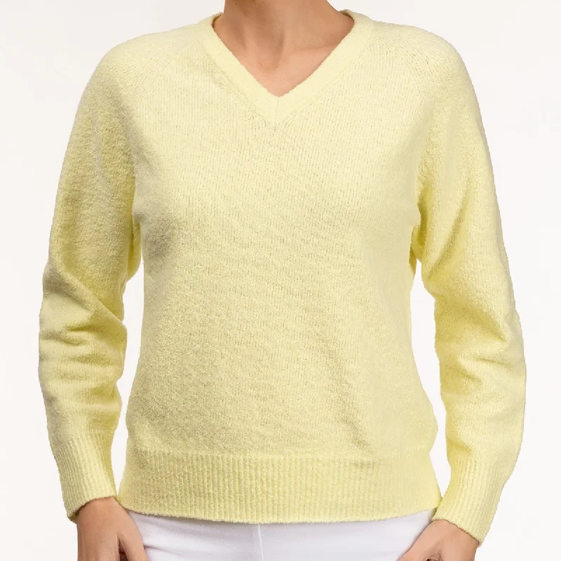 Women's Elegant Outfit V Neck Pullover in Lime