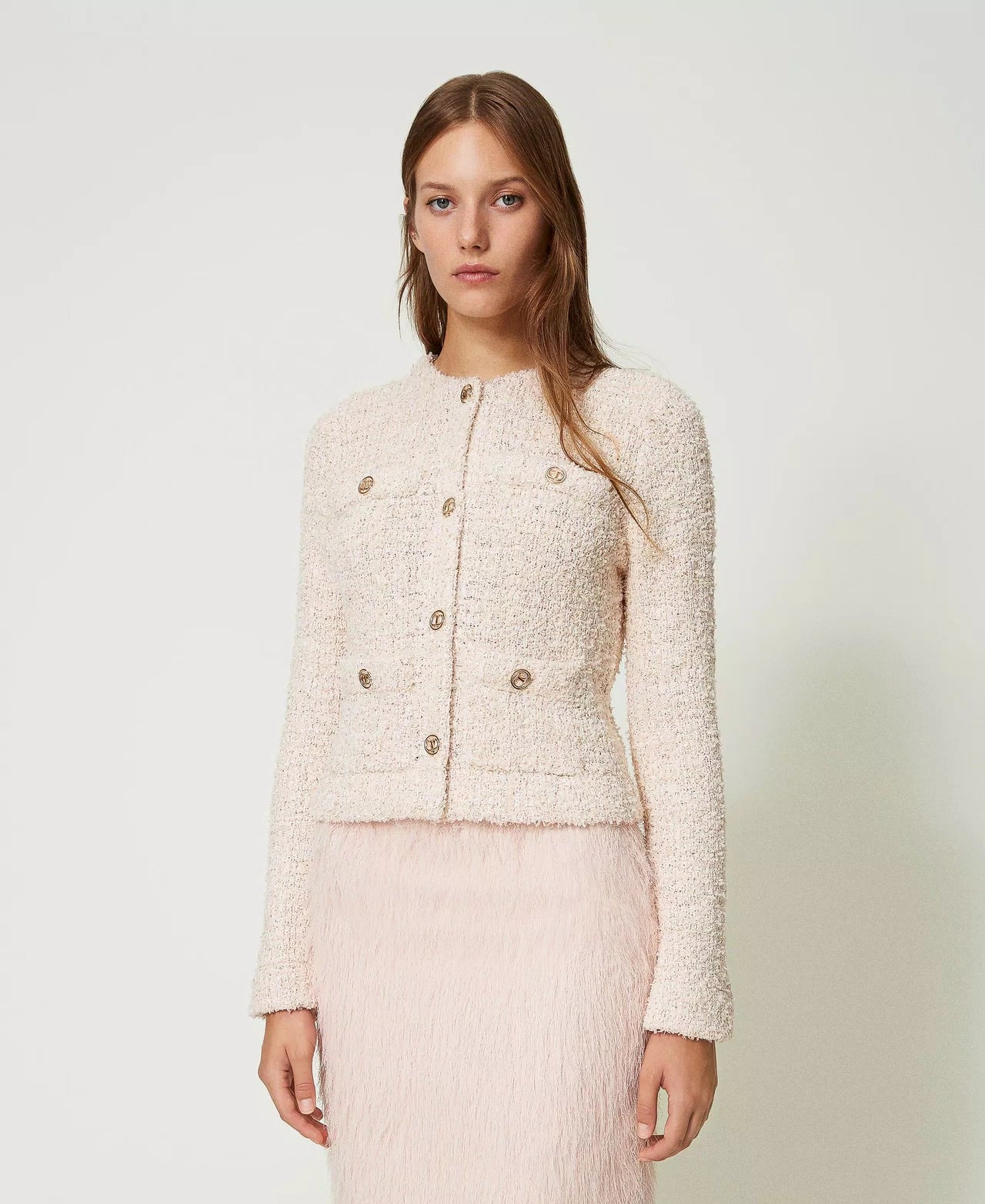 Women's Outfit Bouclé Knit Jacket - Cupcake