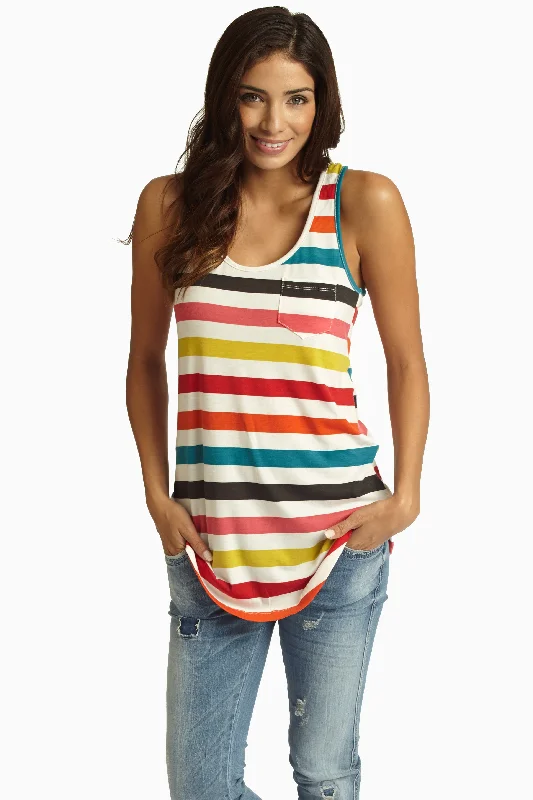 Women Fashion Multi-Colored Striped Tank Top