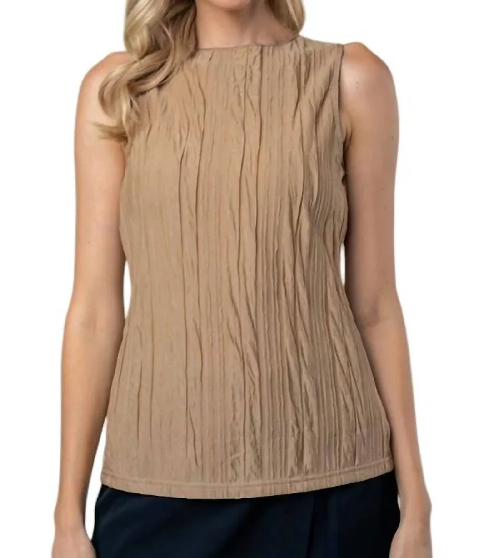 Stylish Savings Sleeveless Solid Knit Top In Mocha