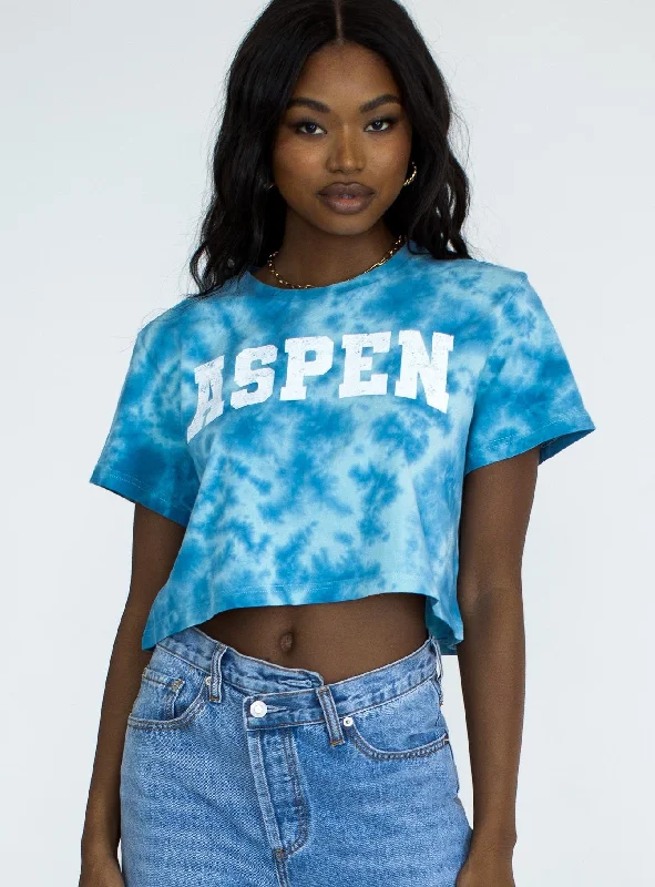 Business Casual Outfits Annandale Blue Tie-Dye Cropped Tee