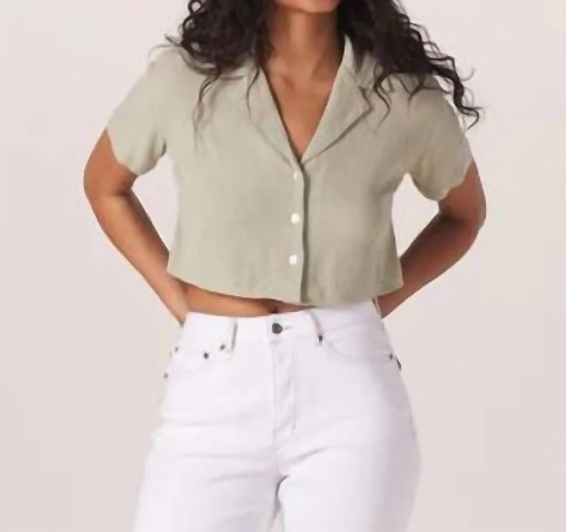 Women's Professional Outfit Ezra Crepe Cropped Shirt In Sage