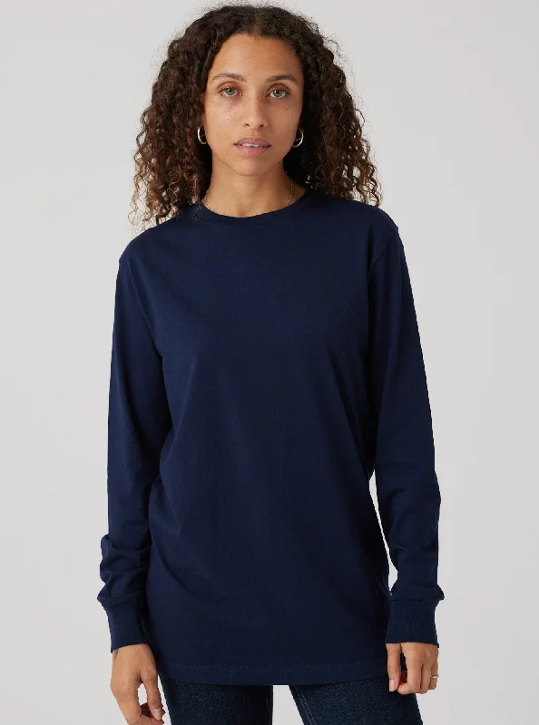 Women's Holiday Attire Unisex Long Sleeve - Navy