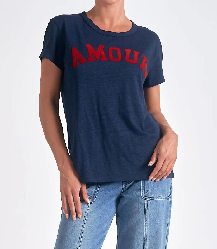 Affordable Women's Attire Amour Crew Neck Top In Navy