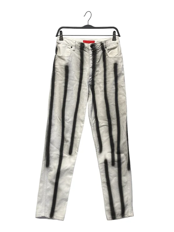 Women's Plus-Size Apparel ECKHAUS LATTA/Straight Pants/28/Stripe/Denim/WHT/spray paint line