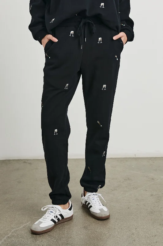 Casual Garments For Women KINGSTON PANT - BLACK CHAMPAGNE EMBROIDERY