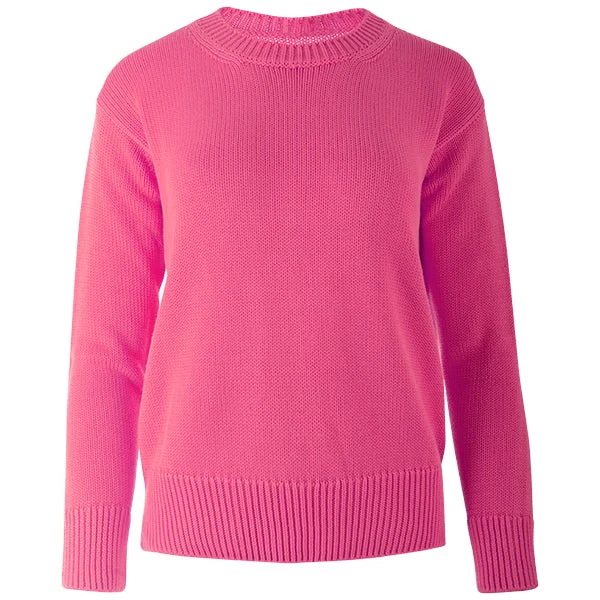 Women's Seasonal Garments Oversized Round Neck Pullover in Fuchsia