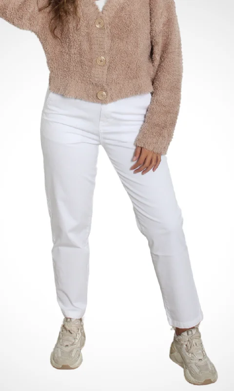 Women's Elegant Outfit Women Gabardine Pants (White)