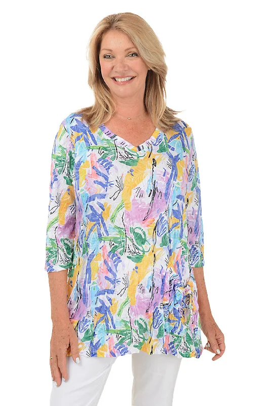 Women's Casual Outfit Mardi Gras Crinkle Pocket Tunic