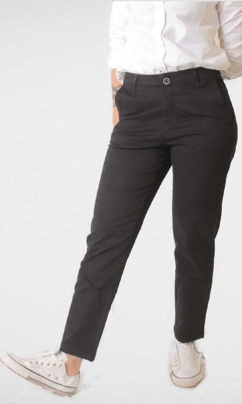 Women's Layered Outfit Women Gabardine Pants (Black)