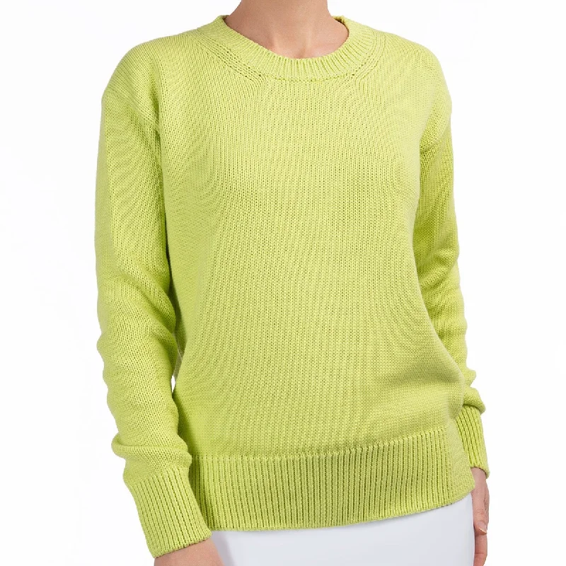 Women's Seasonal Attire Oversized Round Neck Pullover in Lime