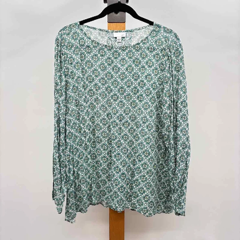 Trendy Online Boutiques JJill Women's Size XL Green Print Tunic