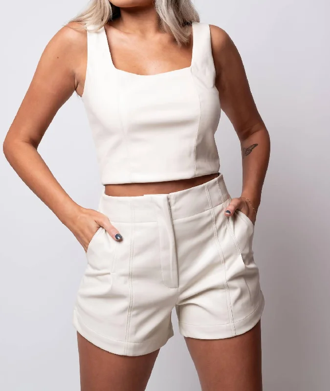 Women's Clothing for Every Season and Trend Tanya Vegan Leather Short In Ivory