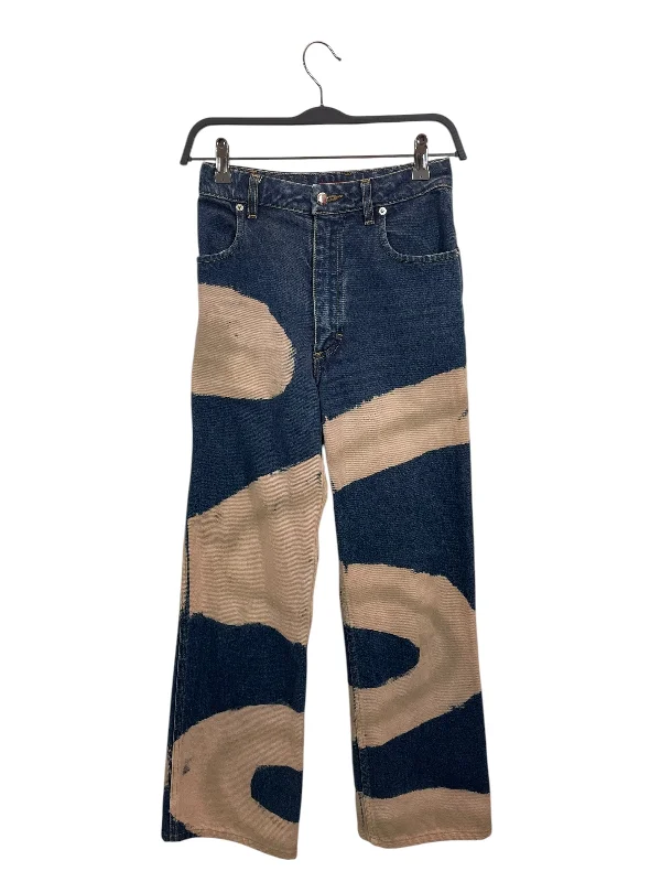 Women's Comfortable Garments ECKHAUS LATTA/Wide Leg Pants/24/All Over Print/Denim/BLU/High-waisted/Pink Print