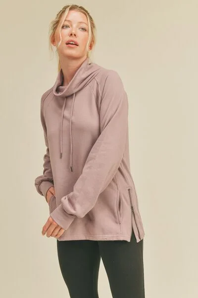 Women's Elegant Outfit Drawstring Side Zip Sweatshirt