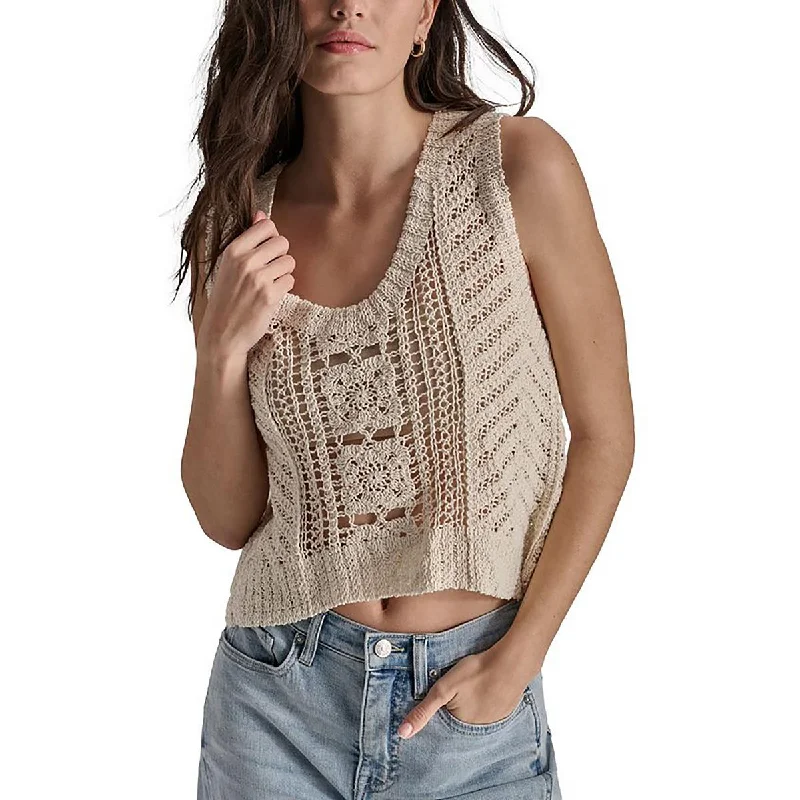 Women's Trendy Garments Womens Scoop Kneck Crochet Pullover Top