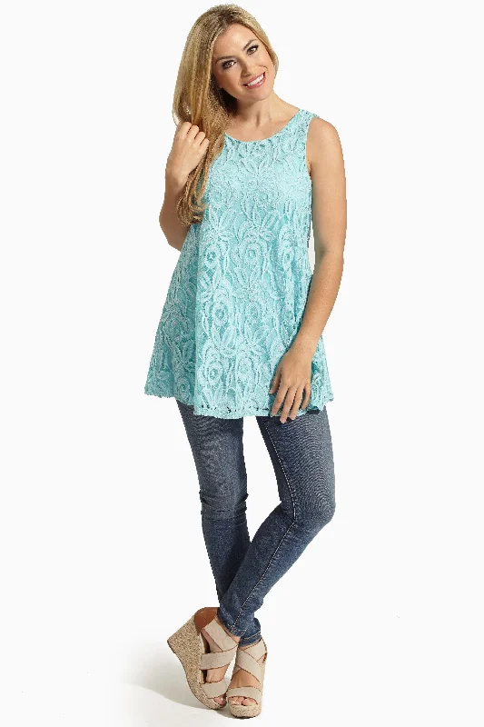 End of Season Sale Aqua Lace Tank Top