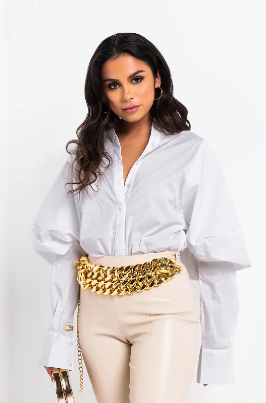 Clothes Of Woman I'M NOT BOSSY, I'M THE BOSS. BUTTON UP PUFF SLEEVE BLOUSE