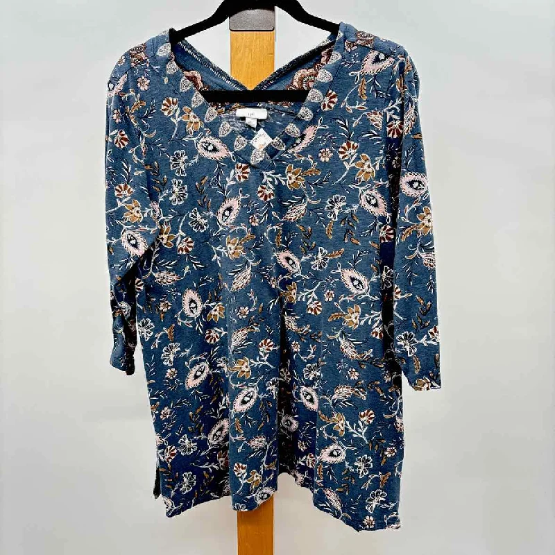 Women's Clothing JJill Women's Size M Blue Floral Tunic