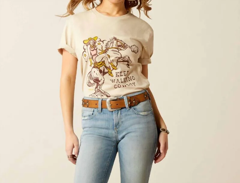 Women's Elegant Evening Outfit Keep Walkin' Cowboy T-Shirt In Natural